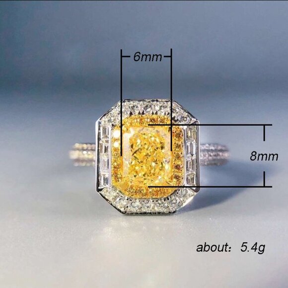 💍Size 7 - Yellow Gemstone Radiant Zircon Luxury Ring for Women, INDN8187 - Picture 7 of 7